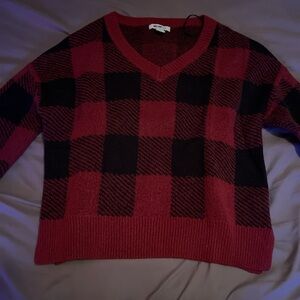 William Rast V-Neck Red and Black Sweater